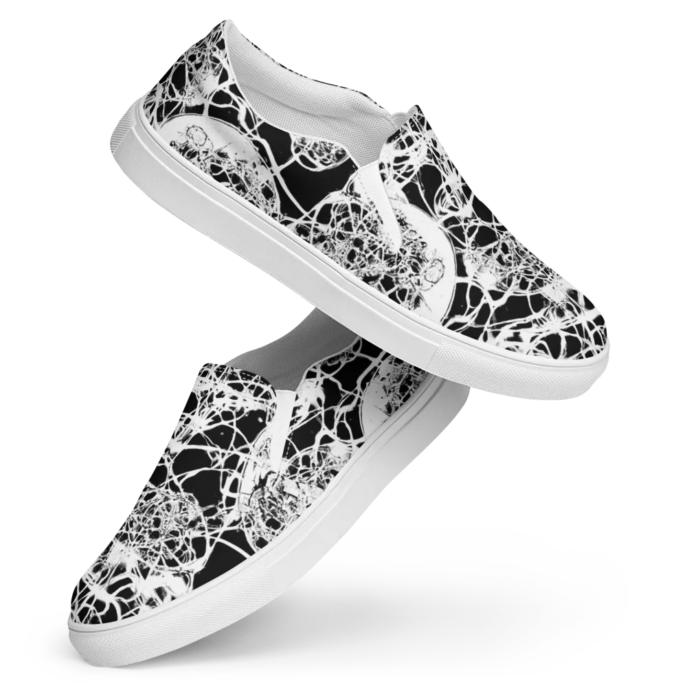 Black Lace Riot on Women's Slip-On Canvas Shoes — Front