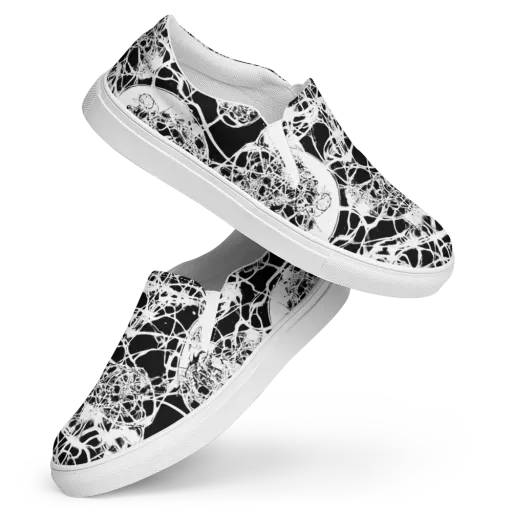 Black Lace Riot on a Women's Slip-On Canvas Shoes