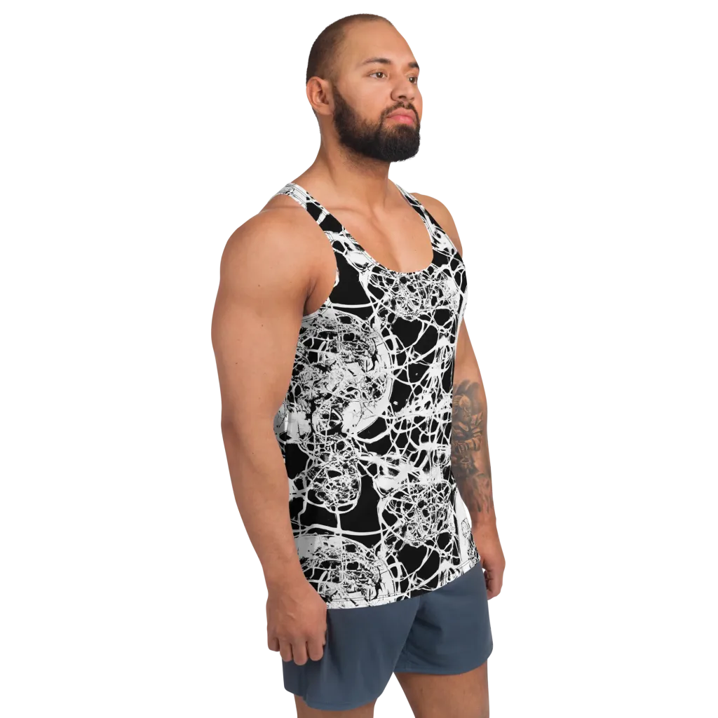 Black Lace Riot on Men's Tank Top — Right Front