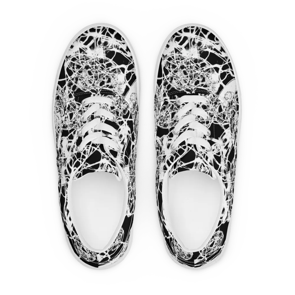 Black Lace Riot on Men's Lace-Up Canvas Shoes — Front