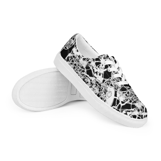 Black Lace Riot on a Men's Lace-Up Canvas Shoes