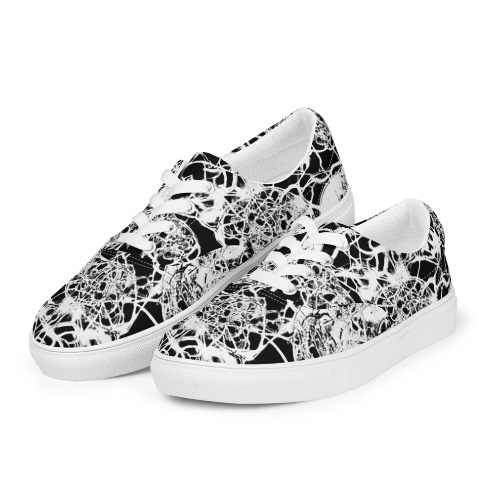 Black Lace Riot on Men's Lace-Up Canvas Shoes — Left Front