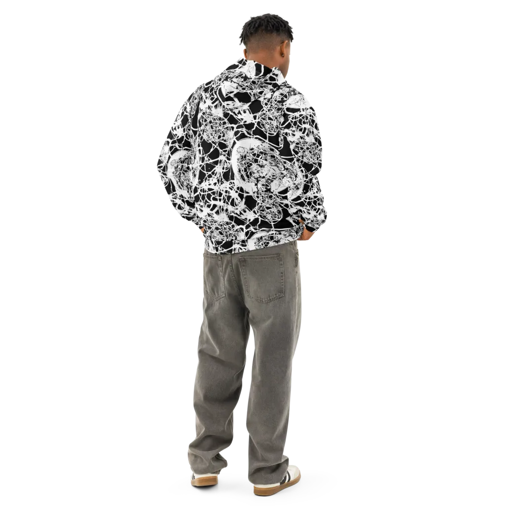 Black Lace Riot on Cotton Hoodie — Back