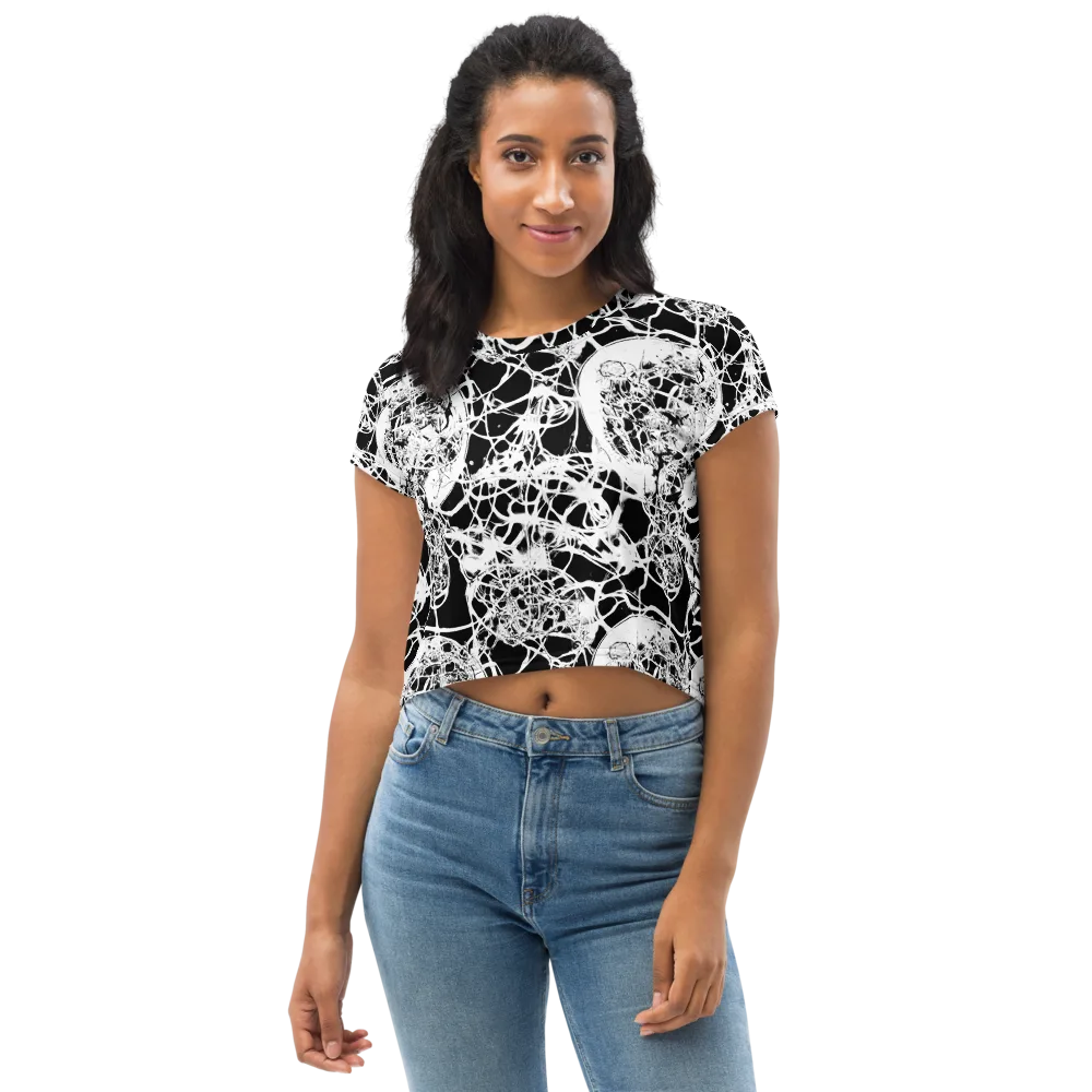 Black Lace Riot on Crop Tee — Front