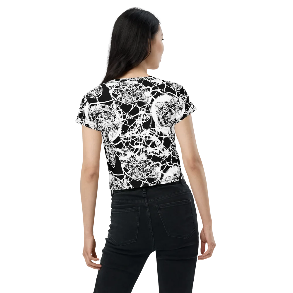 Black Lace Riot on Crop Tee — Back