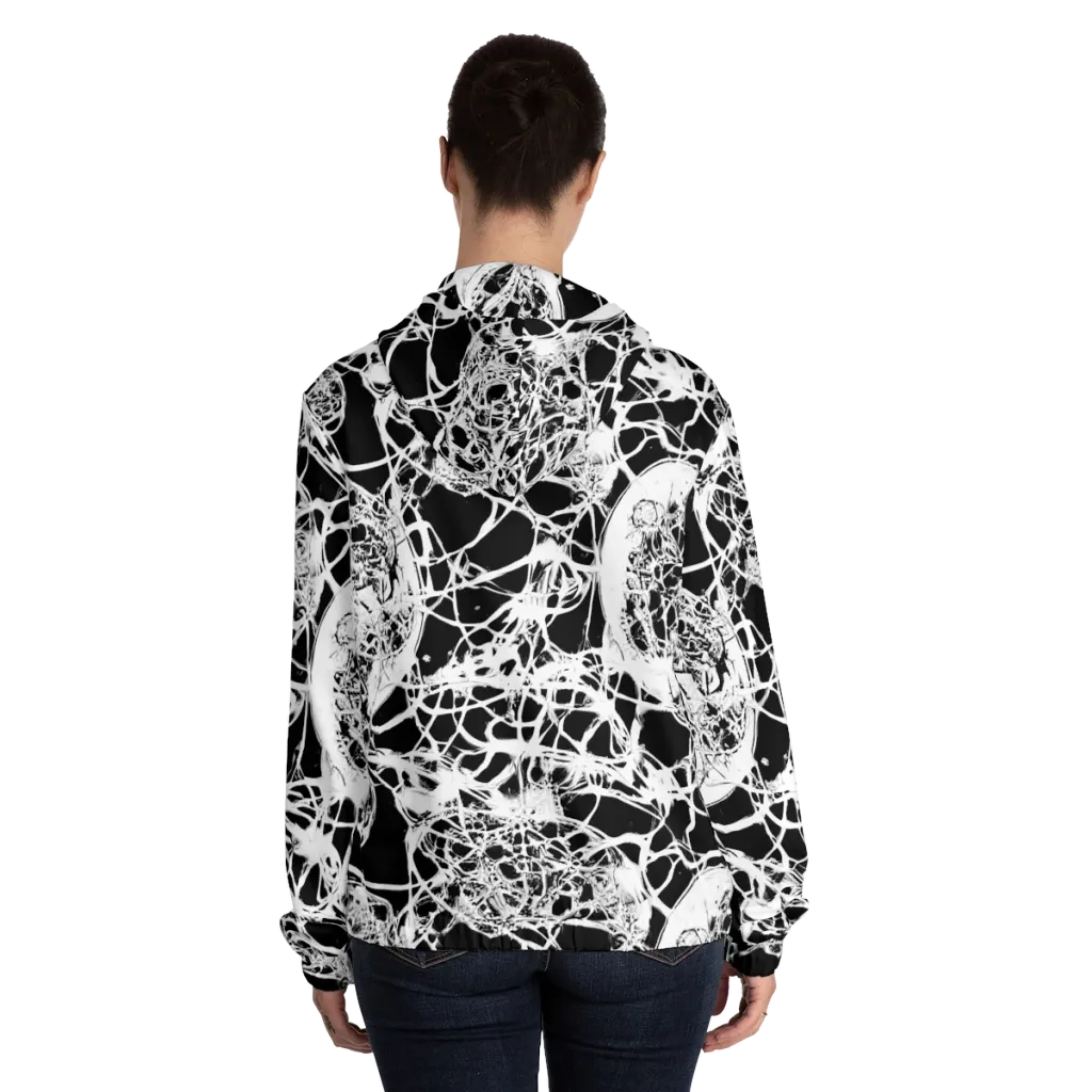 Black Lace Riot on Women's Full-Zip Hoodie — Back On Person