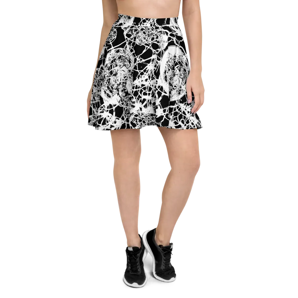 Black Lace Riot on Skater Skirt — Front