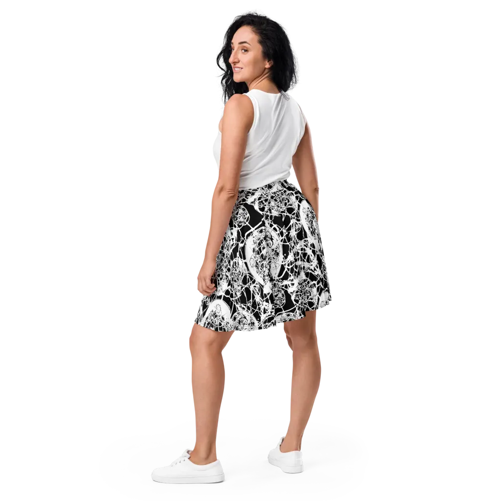 Black Lace Riot on Skater Skirt — Back