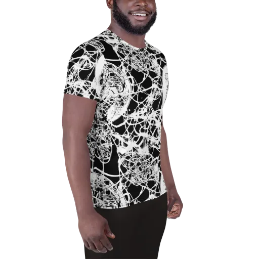 Black Lace Riot on a Men's Athletic T-Shirt