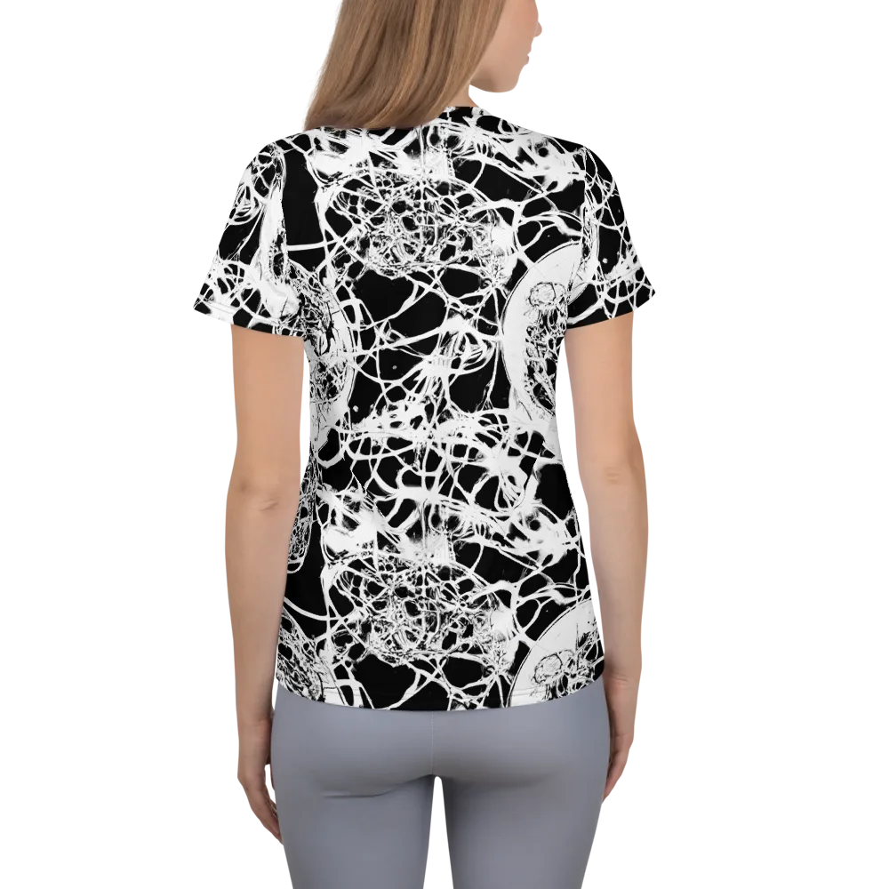 Black Lace Riot on Women's Athletic T-Shirt — Back