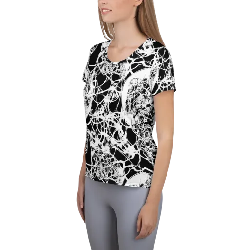 Black Lace Riot on a Women's Athletic T-Shirt