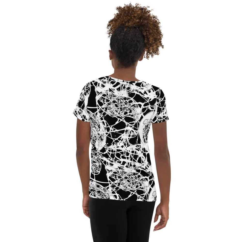 Black Lace Riot on Women's Athletic T-Shirt — Back