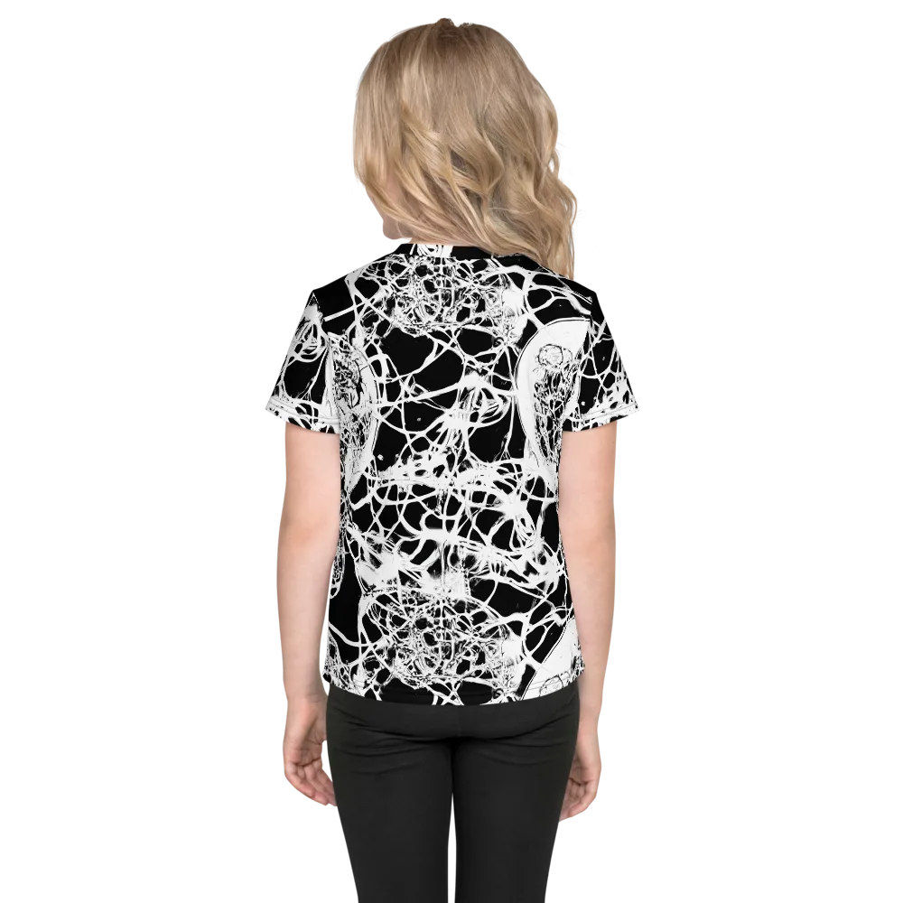 Black Lace Riot on Kids Crew Neck T-Shirt — Back