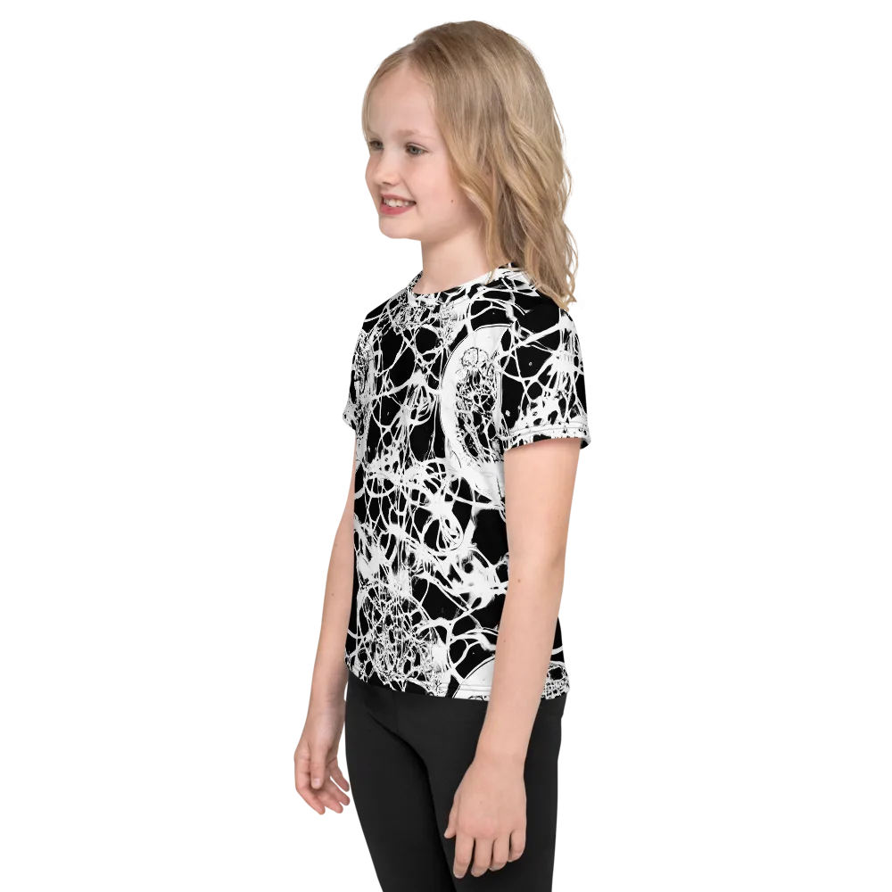 Black Lace Riot on Kids Crew Neck T-Shirt — Left