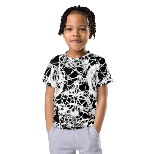 Black Lace Riot on a Kids Crew Neck T-Shirt