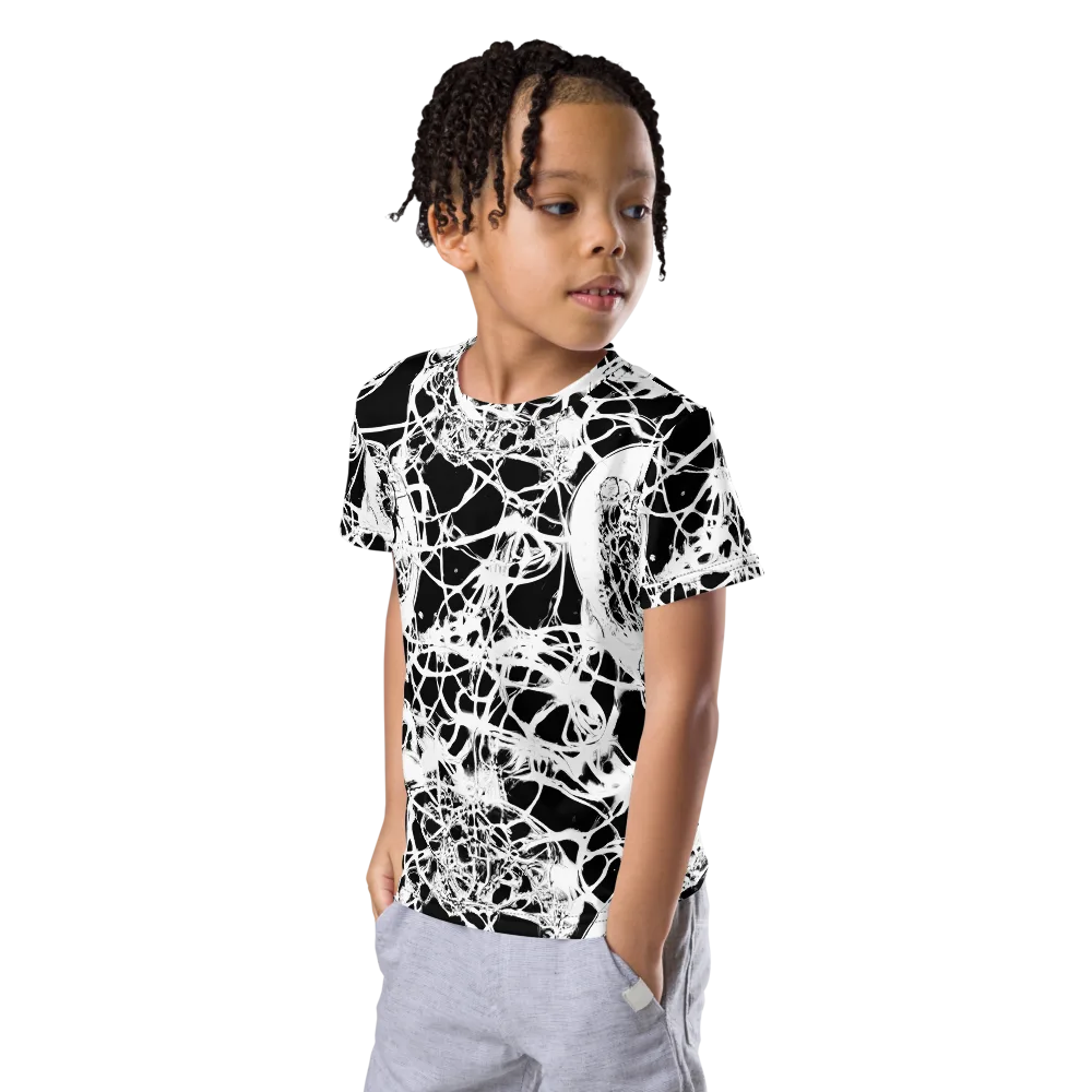 Black Lace Riot on Kids Crew Neck T-Shirt — Left Front