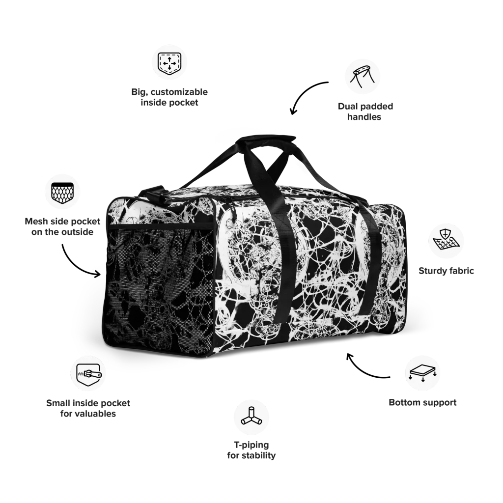 Black Lace Riot on Duffle Bag — Right Front