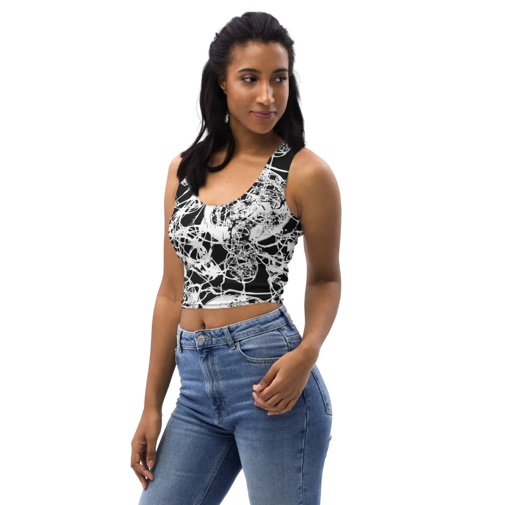 Black Lace Riot on Crop Top — Left Front