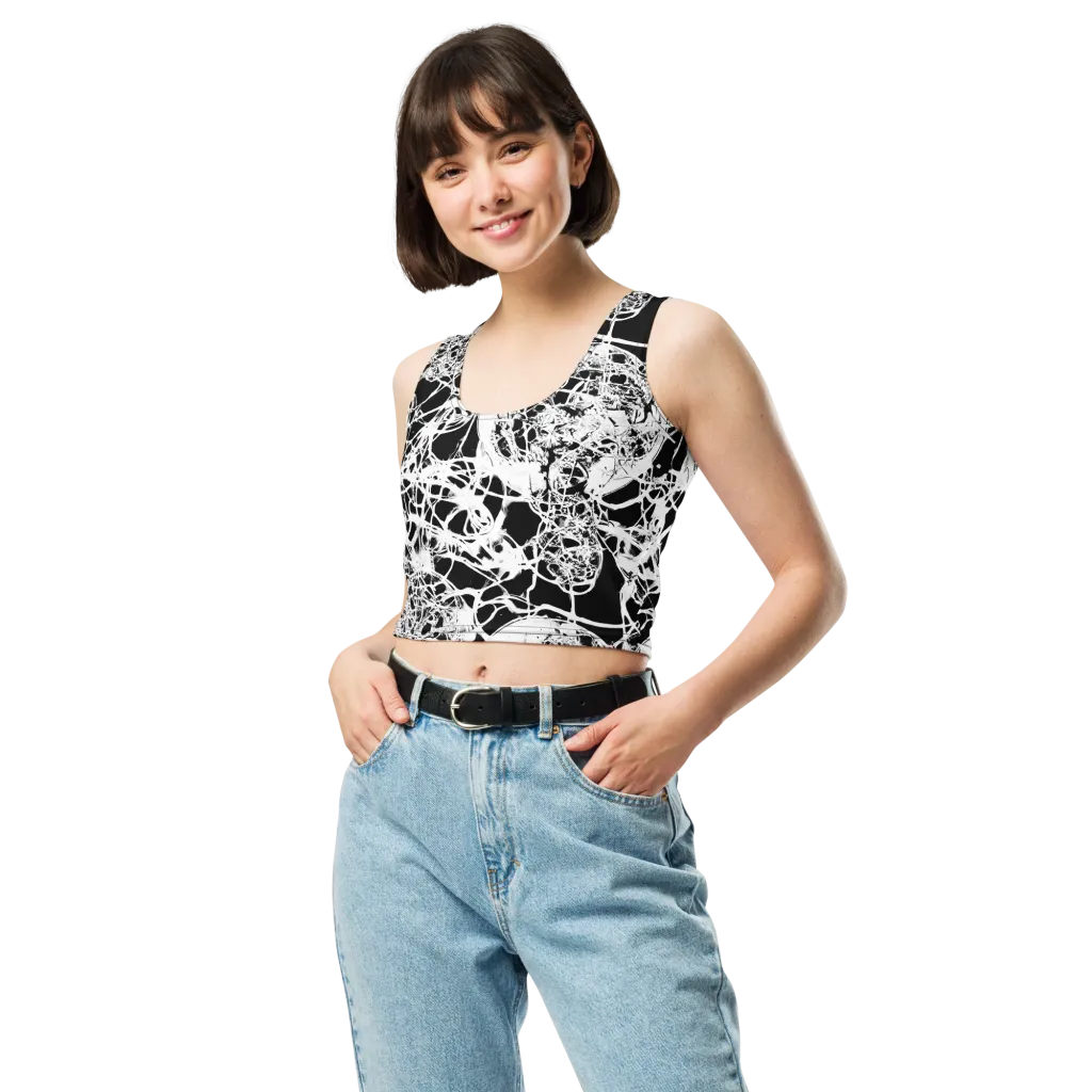 Black Lace Riot on Crop Top — Front