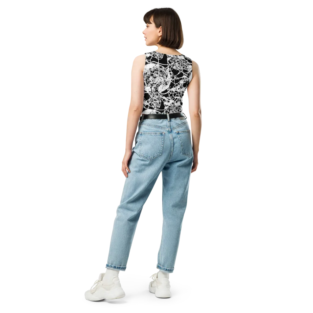 Black Lace Riot on Crop Top — Back