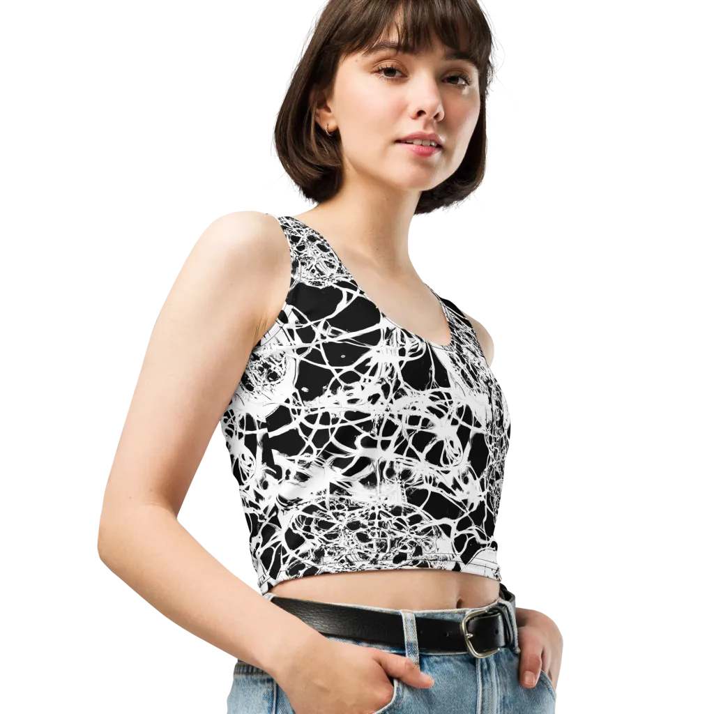 Black Lace Riot on Crop Top — Right Front