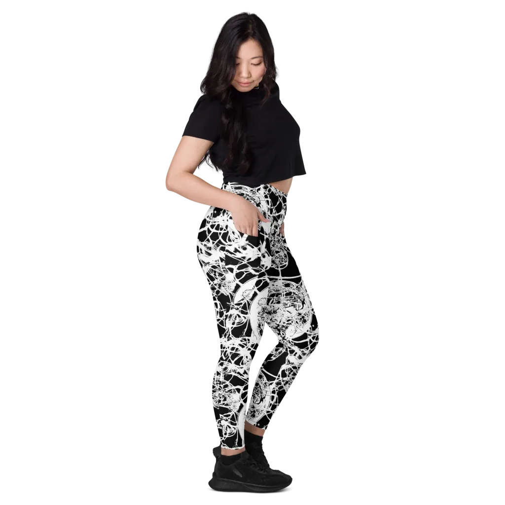 Black Lace Riot on Leggings with Pockets — Right