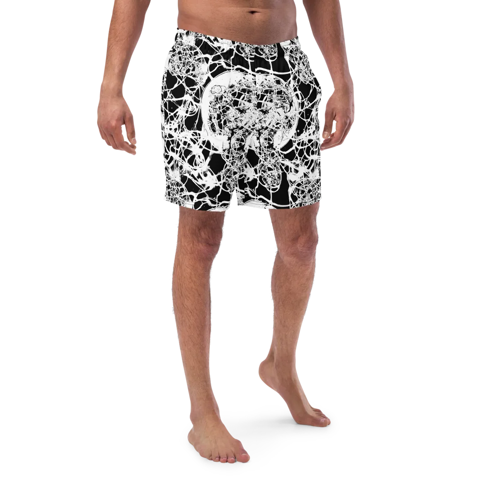 Black Lace Riot on Swim Trunks — Front