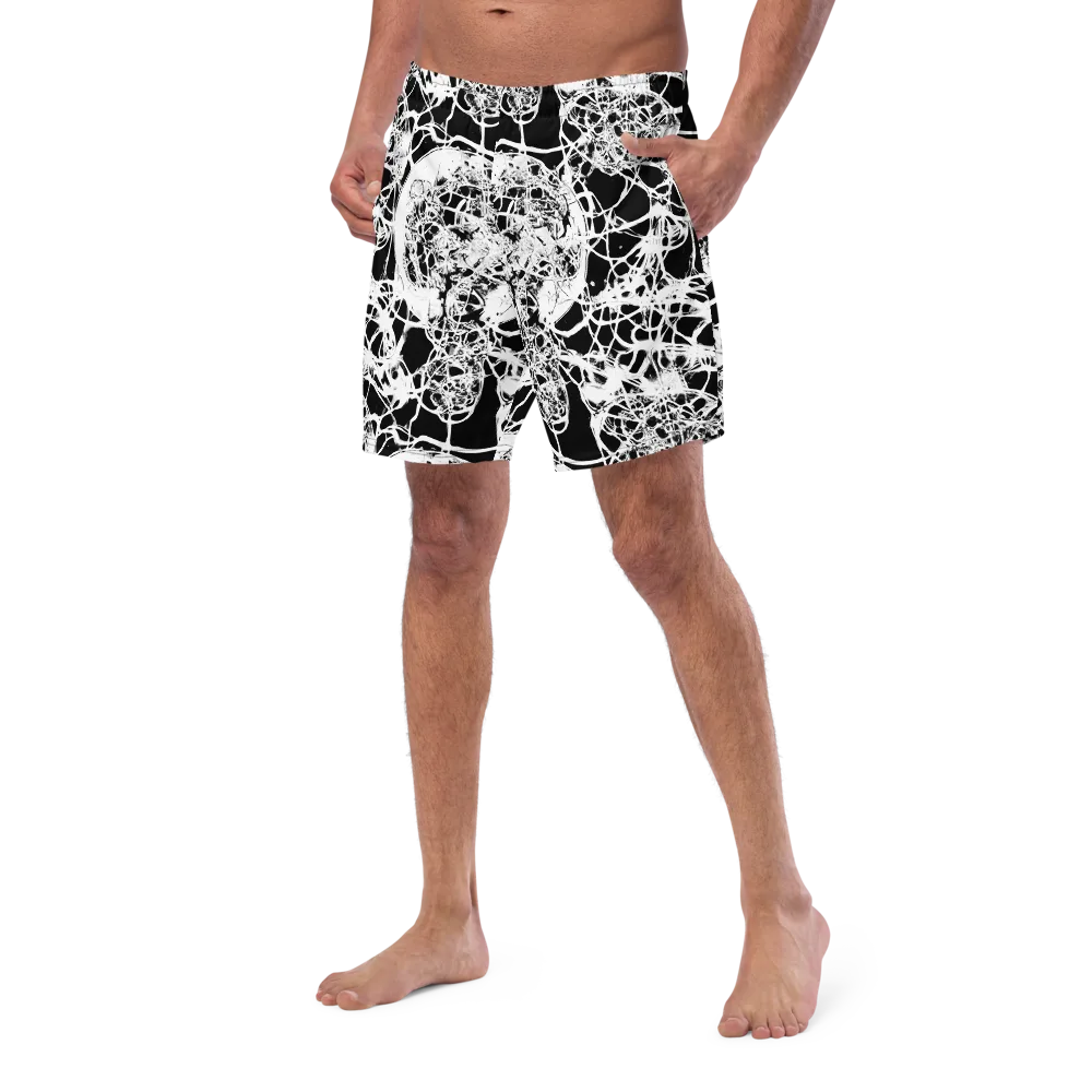 Black Lace Riot on Swim Trunks — Left Front