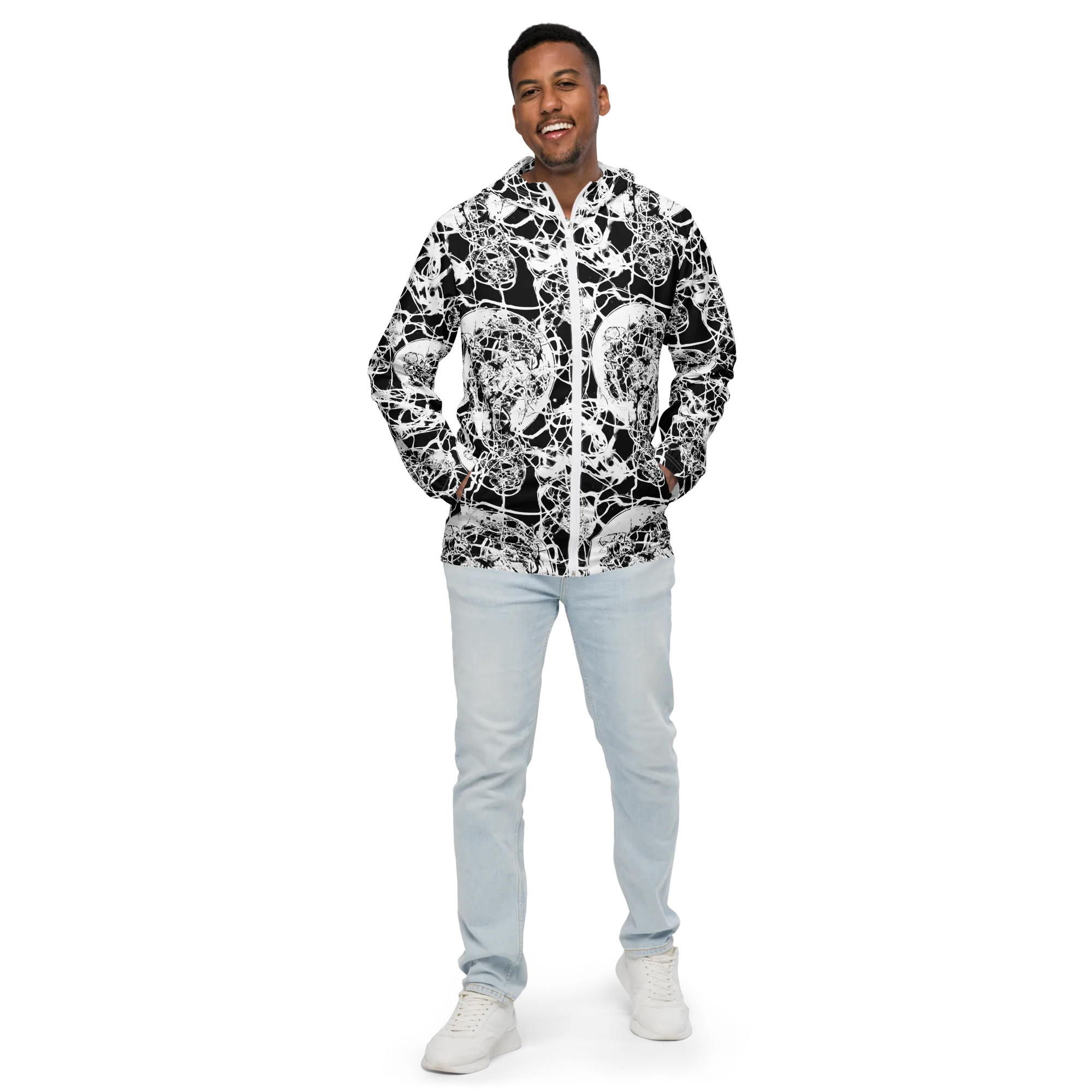 Black Lace Riot on Men's Windbreaker — Front