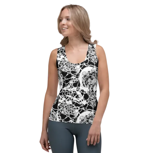 Black Lace Riot on a Women's Tank Top