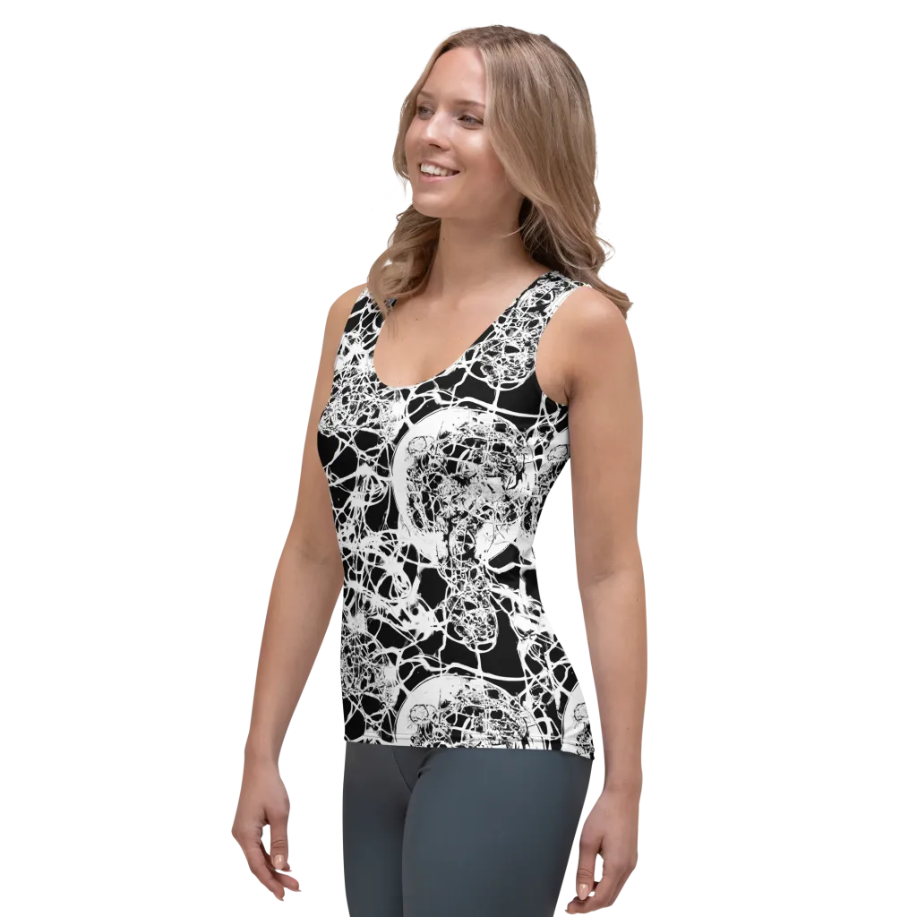 Black Lace Riot on Women's Tank Top — Left Front