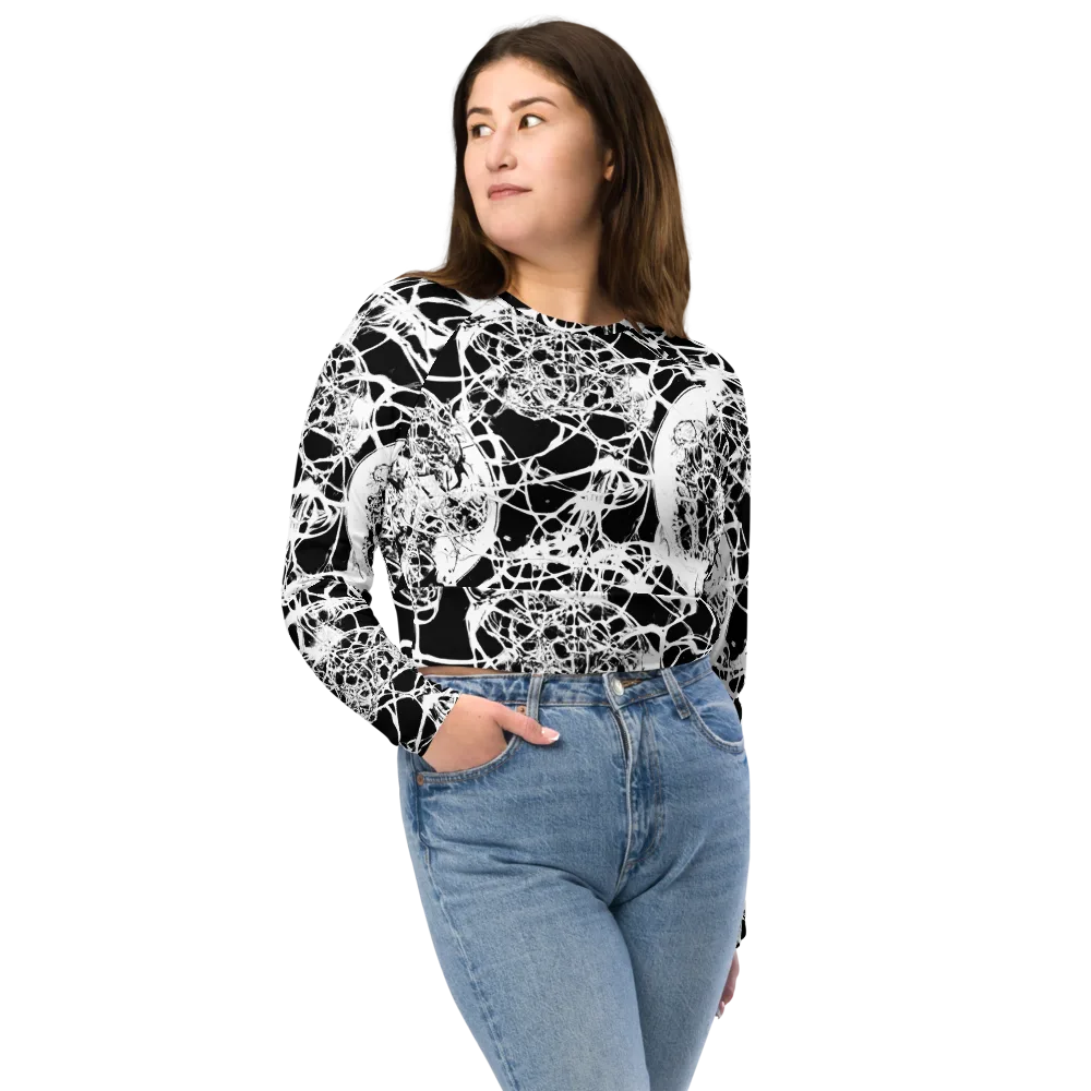 Black Lace Riot on Long Sleeve Crop Top — Front