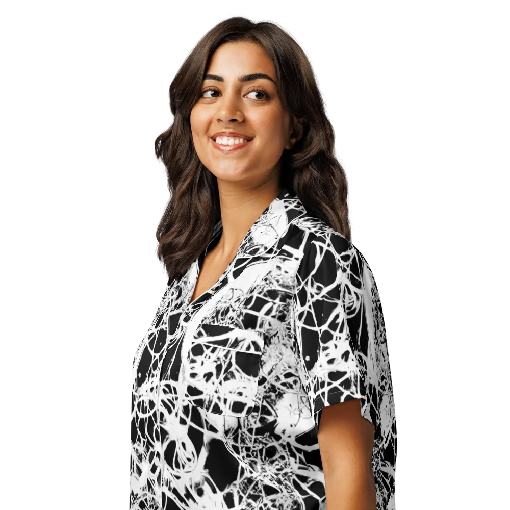 Black Lace Riot on Women's Short Sleeve Pajama Top — Left Front