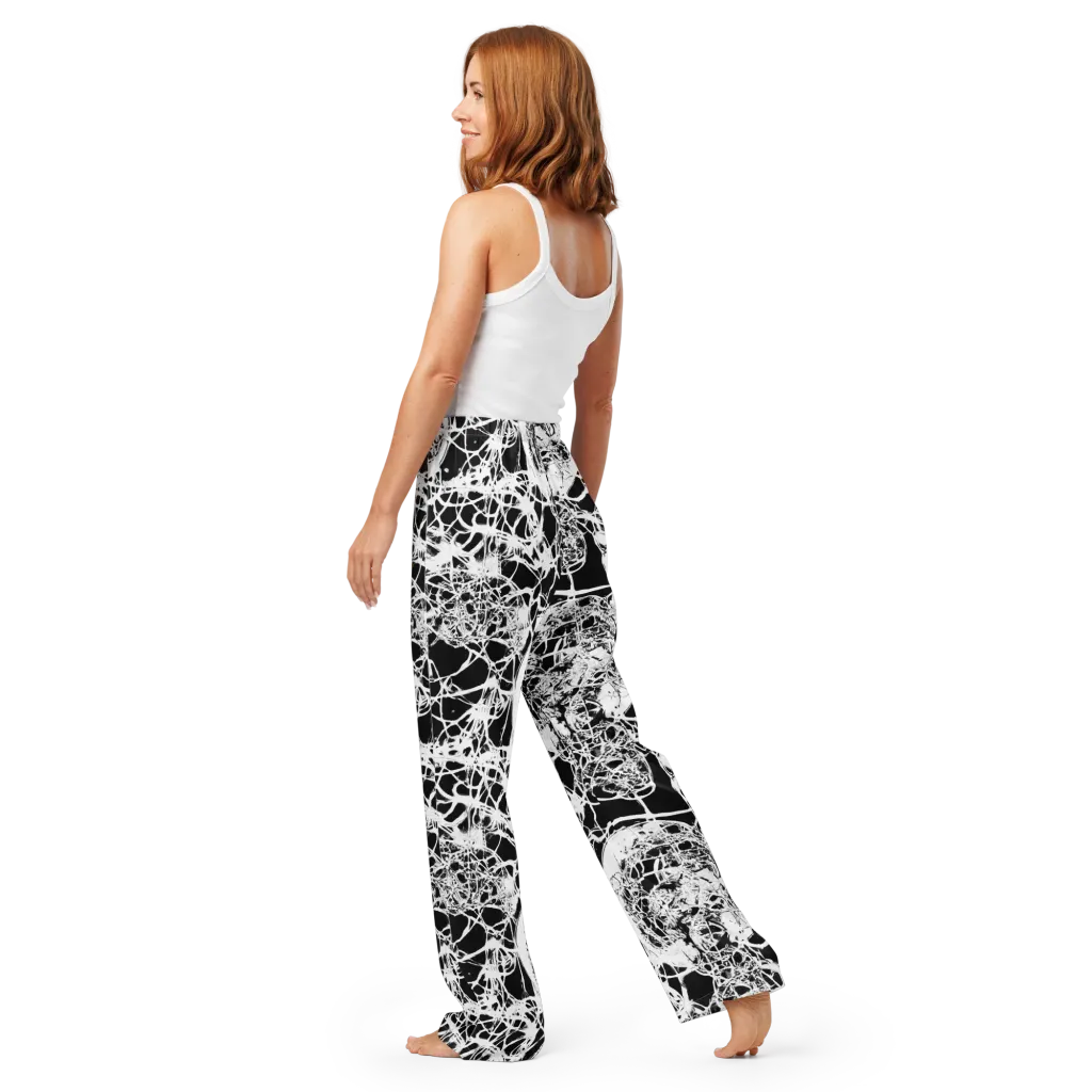 Black Lace Riot on Women's Pajama Pants — Back