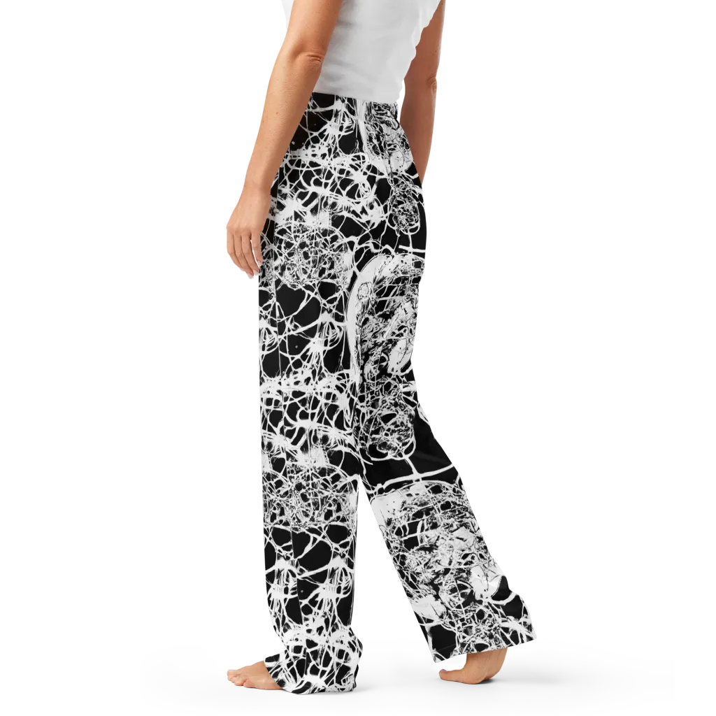 Black Lace Riot on Women's Pajama Pants — Left