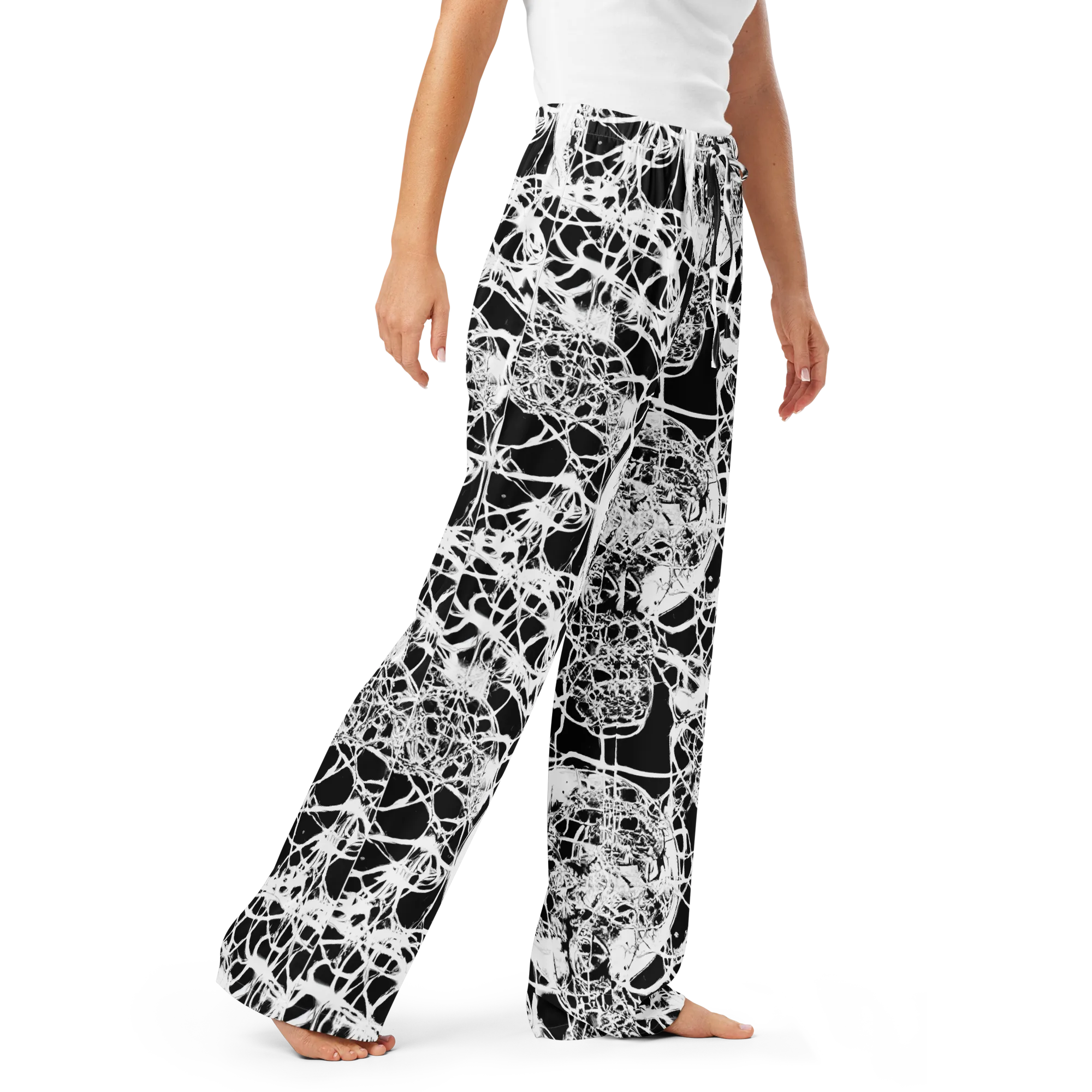 Black Lace Riot on Women's Pajama Pants — Right Front