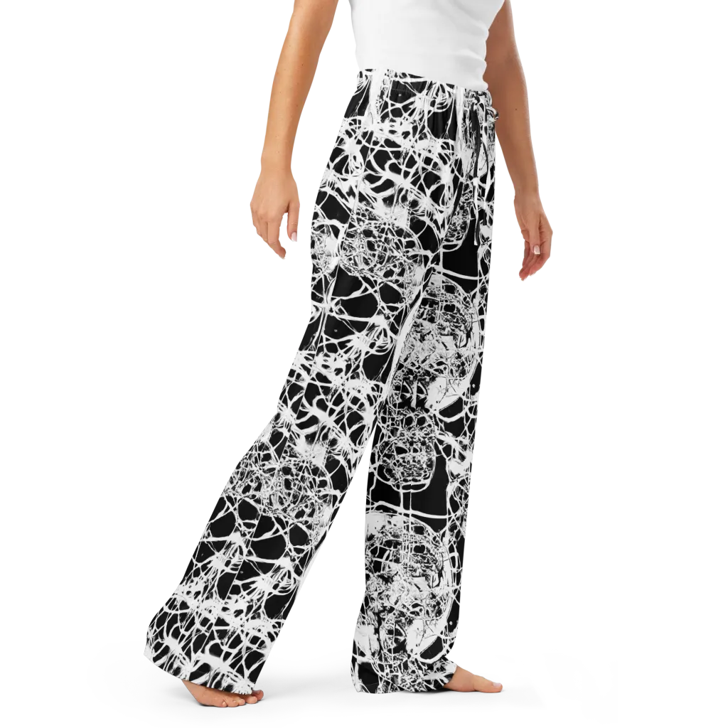 Black Lace Riot on Women's Pajama Pants — Right Front