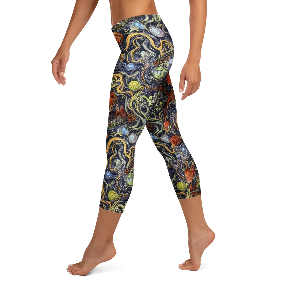 Astral Anarchy on Capri Leggings — Left