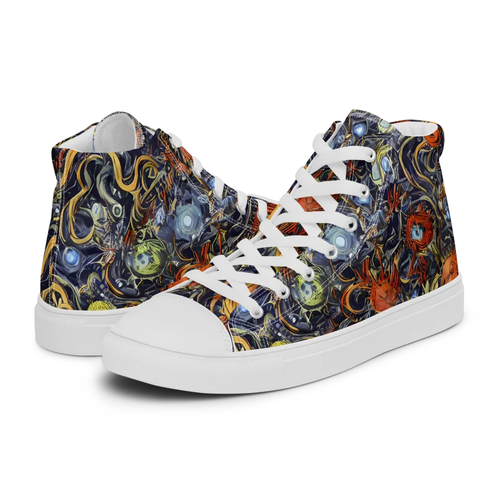Astral Anarchy on Men's High Top Canvas Shoes — Left