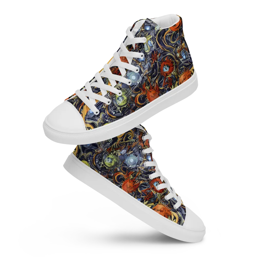 Astral Anarchy on Men's High Top Canvas Shoes — Front