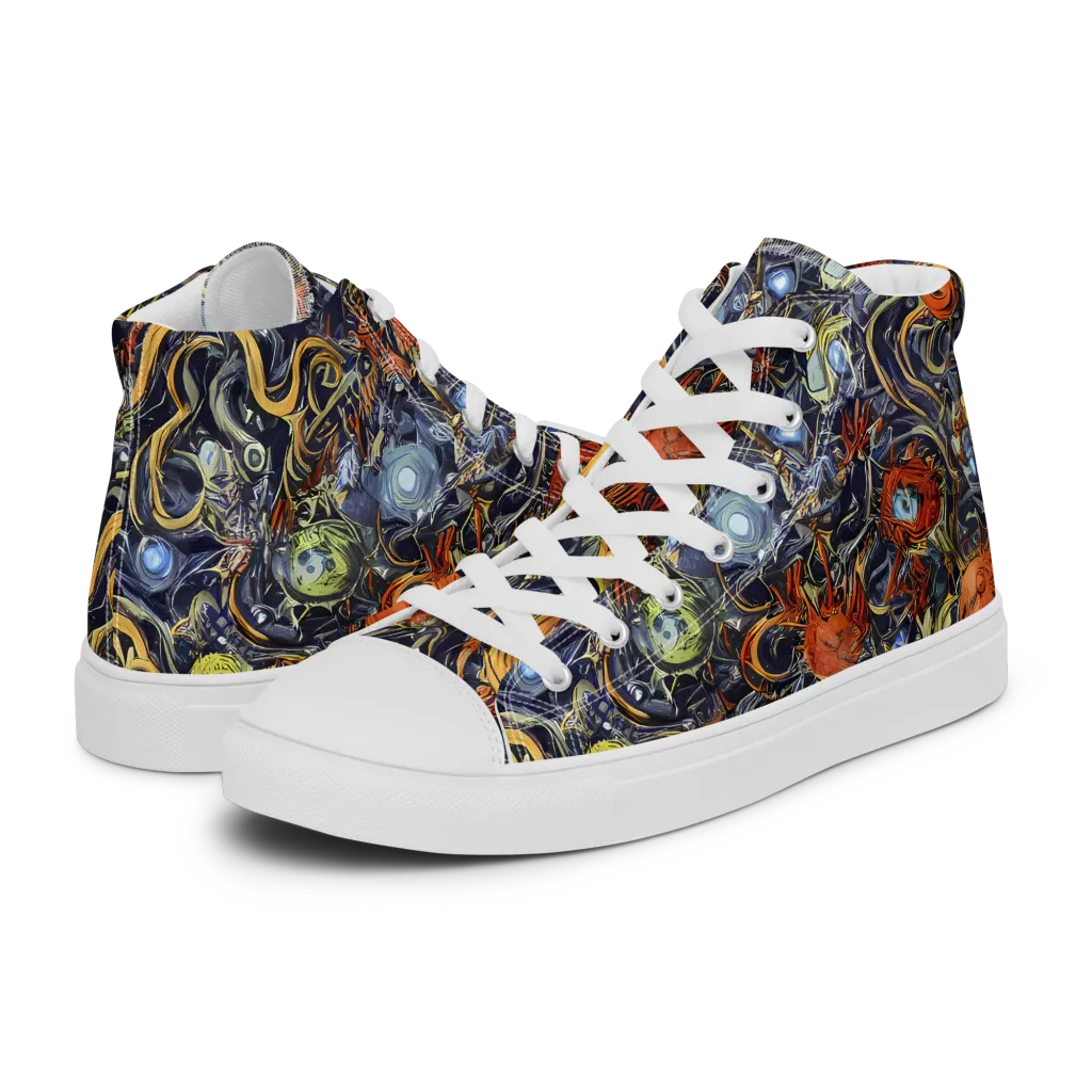 Astral Anarchy on Women's High Top Canvas Shoes — Left