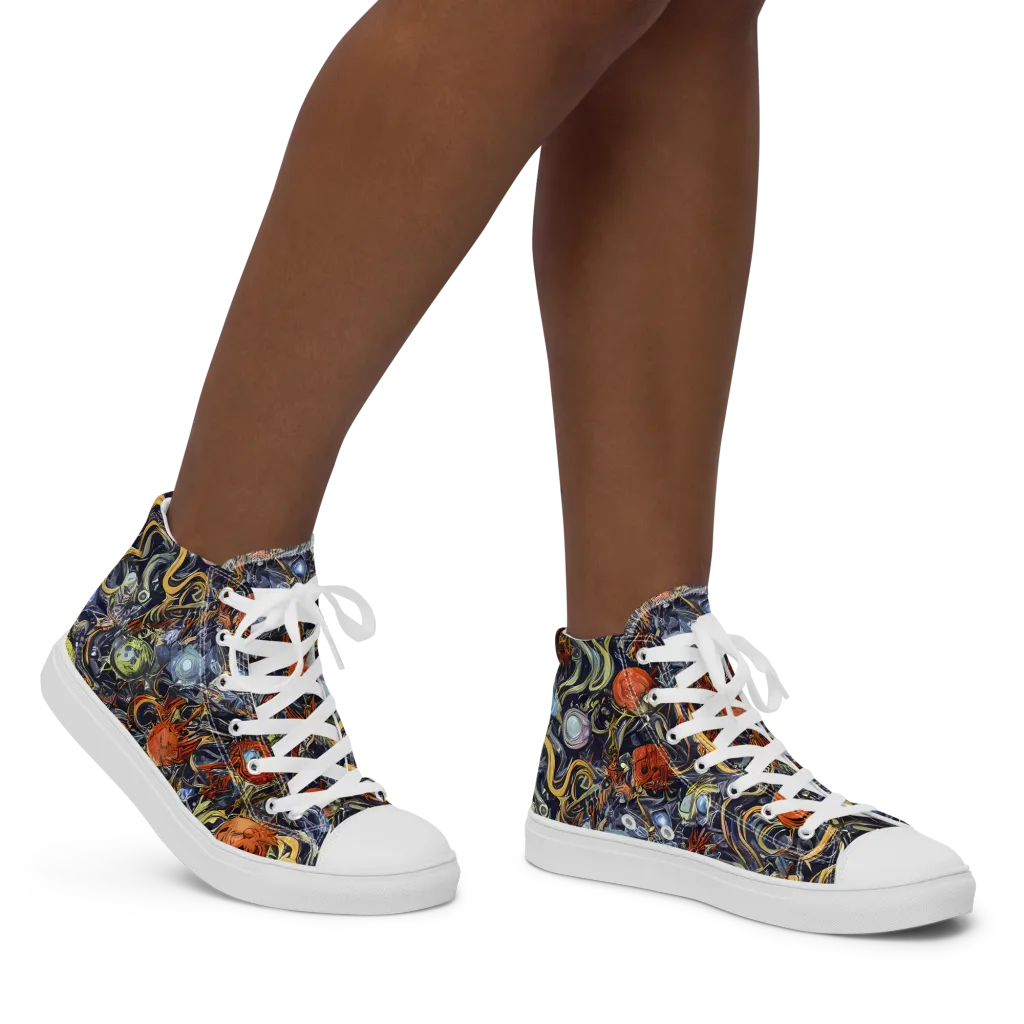 Astral Anarchy on Women's High Top Canvas Shoes — Right