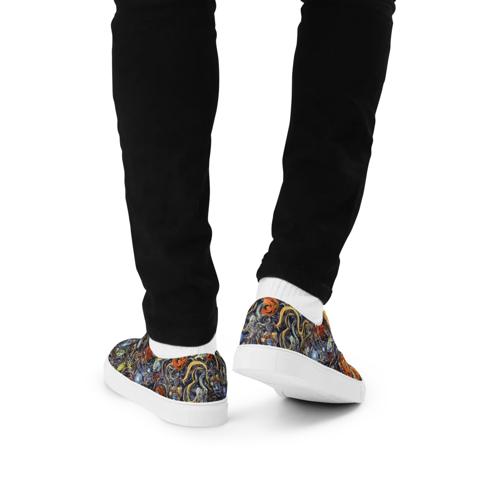 Astral Anarchy on Men's Lace-Up Canvas Shoes — Back