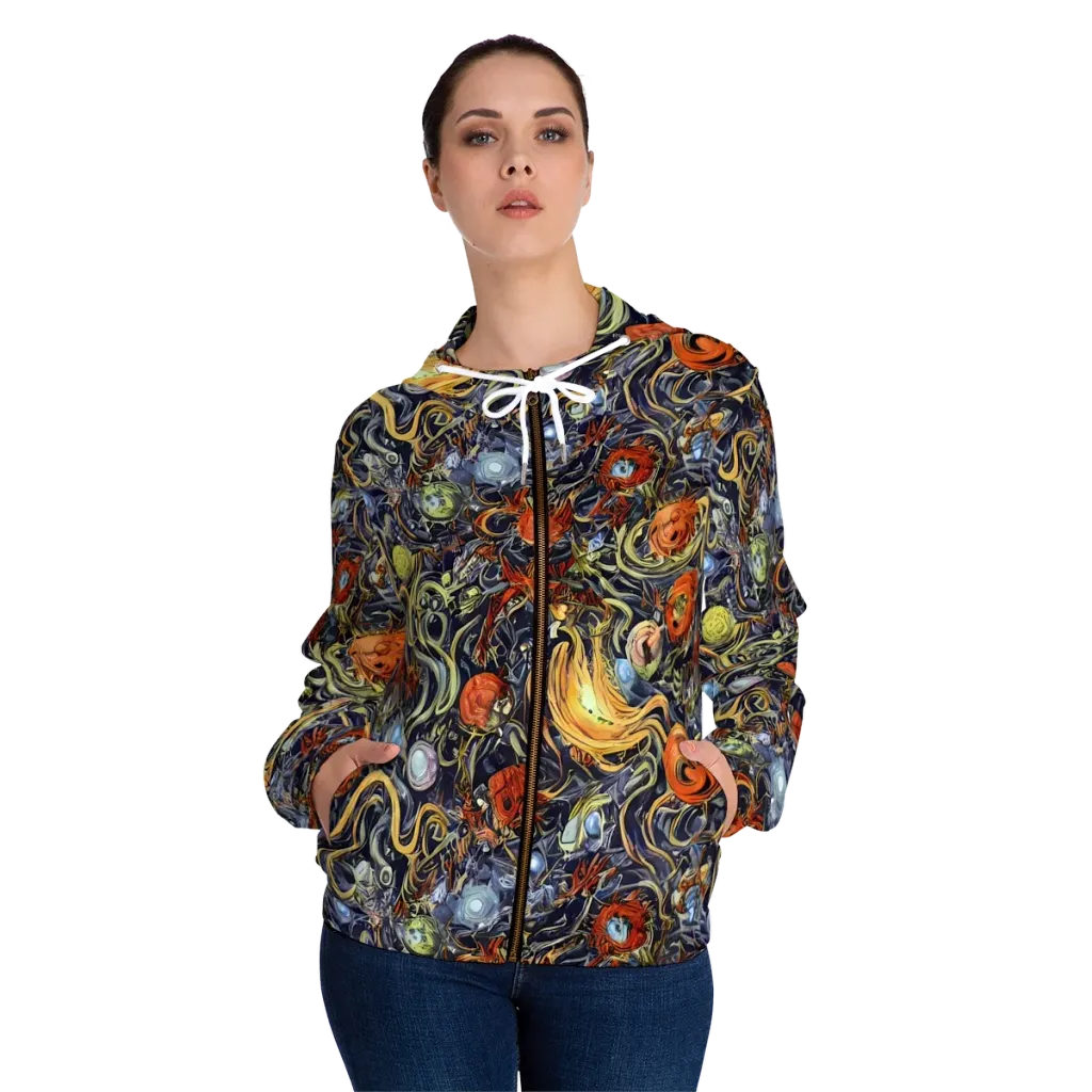 Astral Anarchy on Women's Full-Zip Hoodie — Front On Person