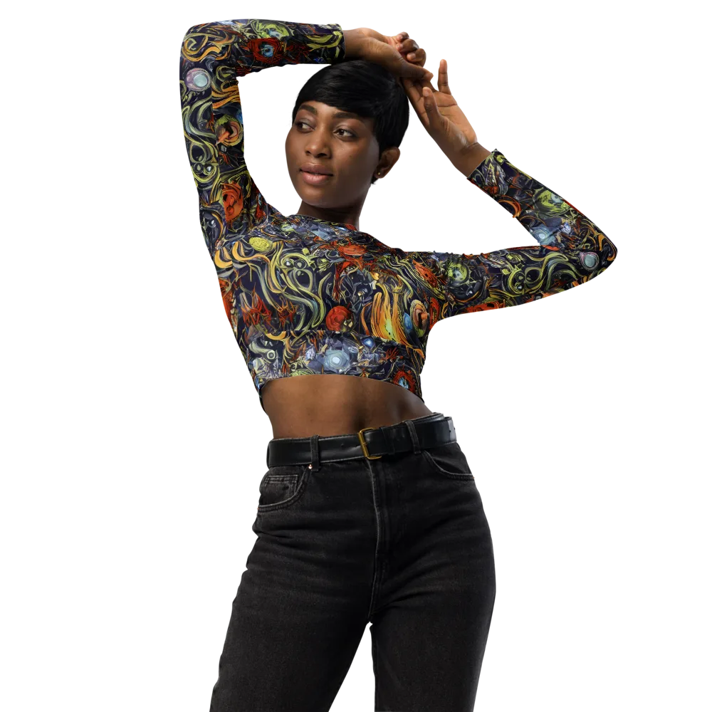 Astral Anarchy on Long Sleeve Crop Top — Front