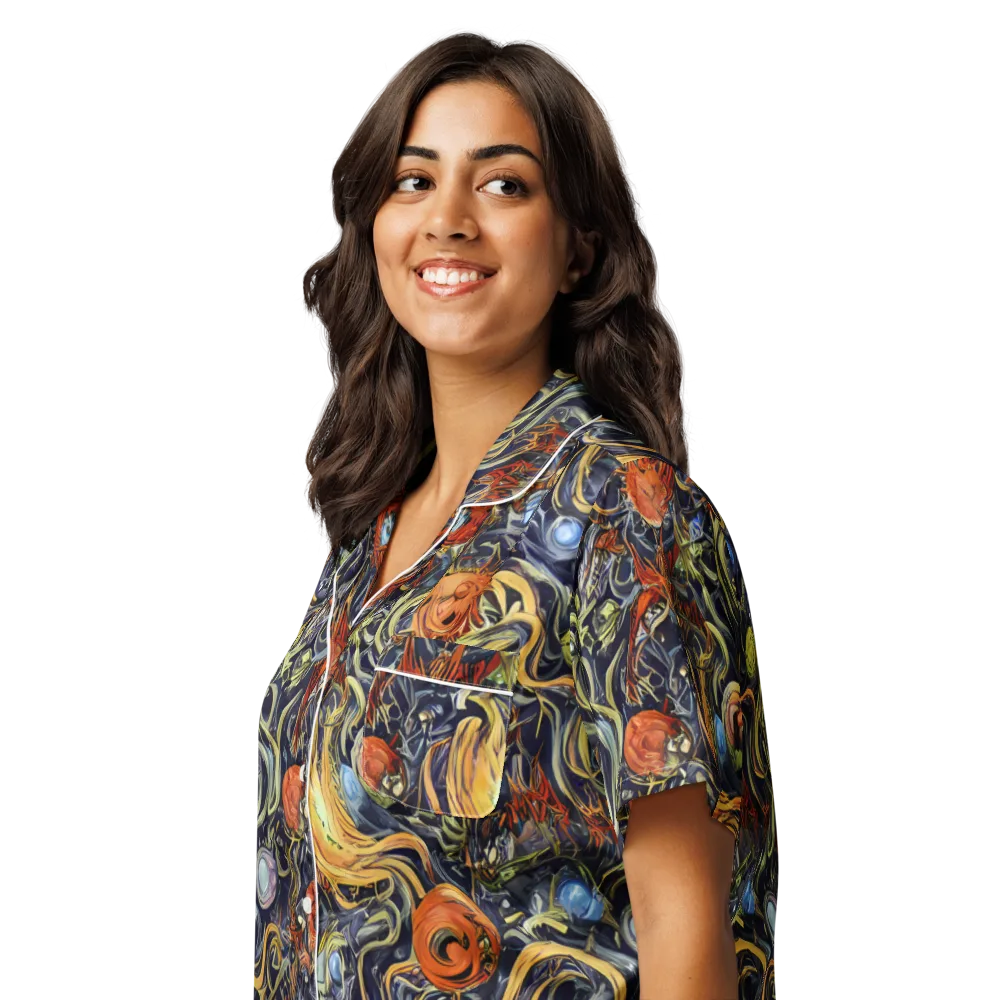 Astral Anarchy on Women's Short Sleeve Pajama Top — Left Front
