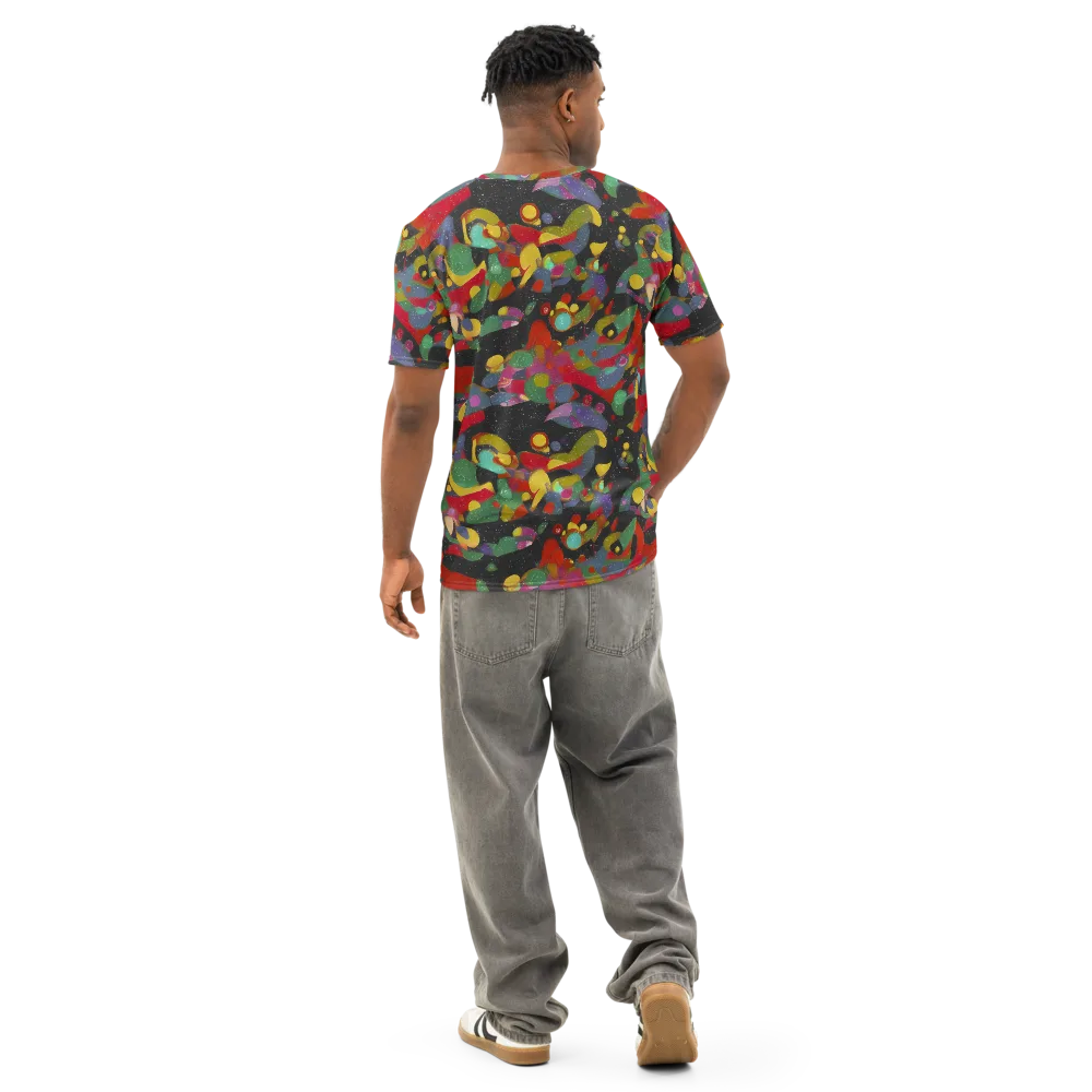 Afterdark Mosaic on Men's Cotton Crew Neck T-Shirt — Back