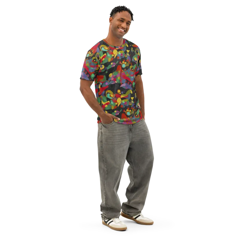 Afterdark Mosaic on Men's Cotton Crew Neck T-Shirt — Right Front