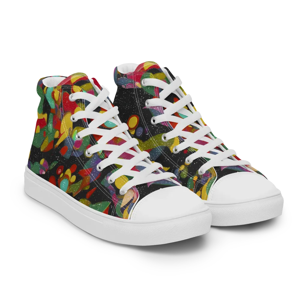 Afterdark Mosaic on Men's High Top Canvas Shoes — Right Front