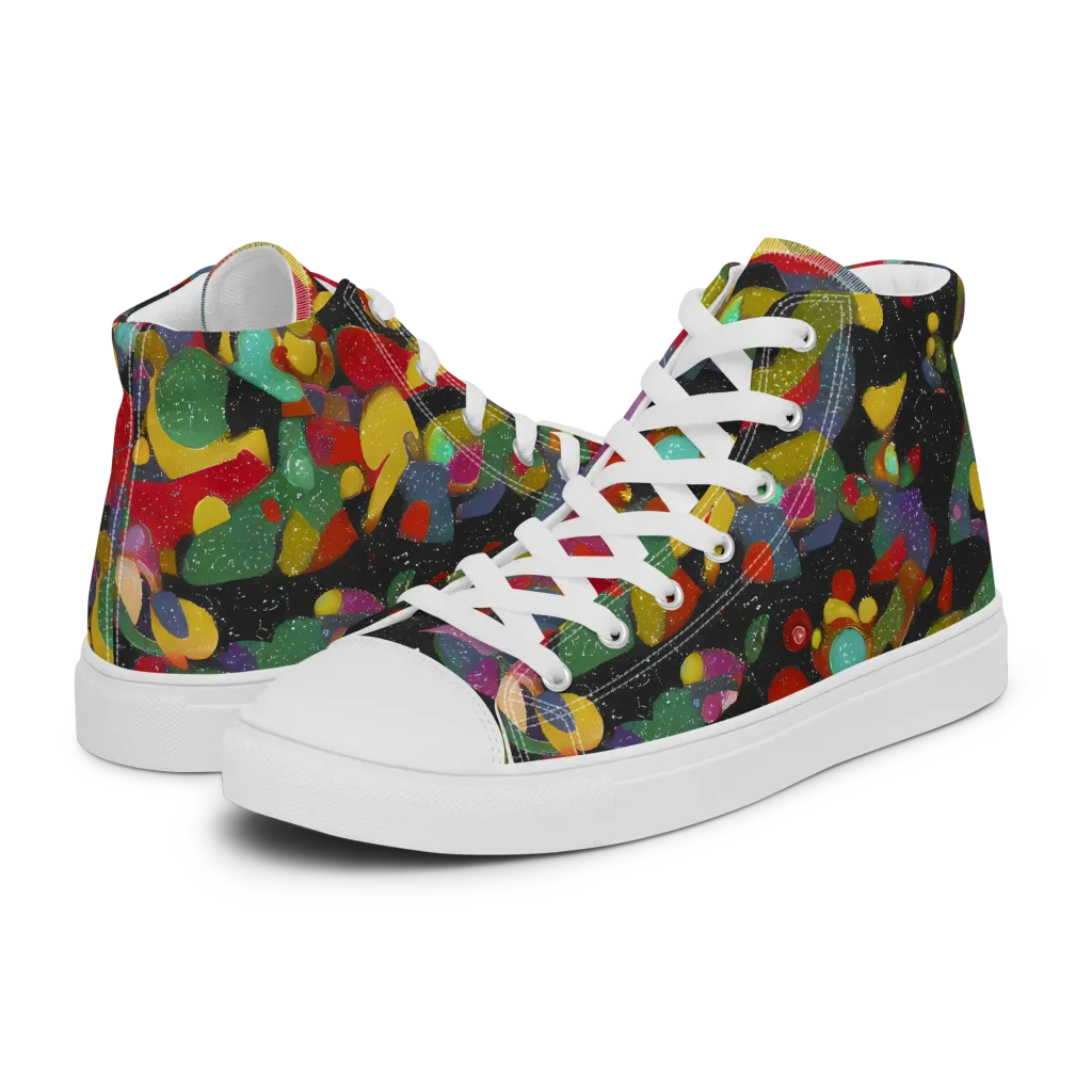 Afterdark Mosaic on Men's High Top Canvas Shoes — Left